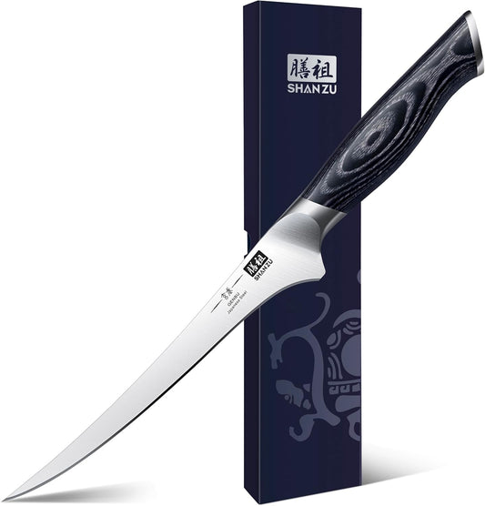 SHAN ZU 7 Inch Fillet Knife, Japanese Super Steel Boning Knife