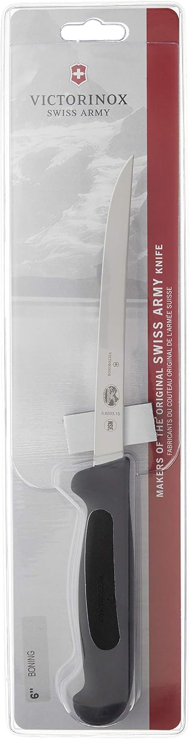 Victorinox Fibrox 6 Inch Flexible Boning Knife, Straight Blade, Black