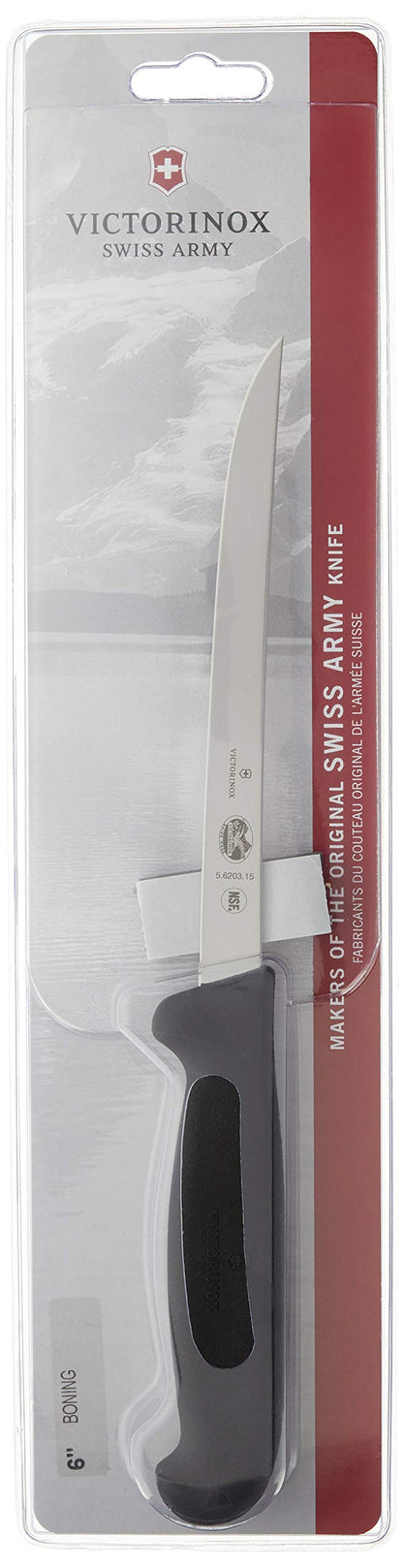 Victorinox Fibrox 6 Inch Flexible Boning Knife, Straight Blade, Black