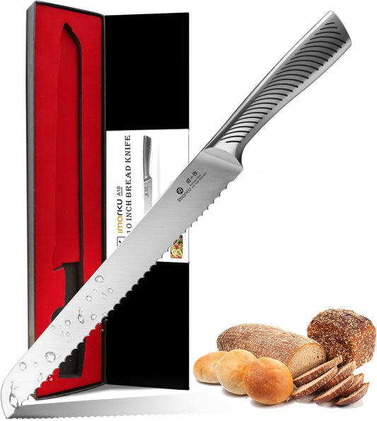 imarku Bread Knife 10 Inch: Japanese High Carbon Stainless Steel