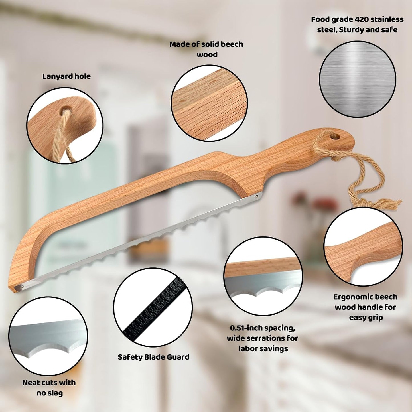 ROYOROYI Sourdough Bread Knife for Homemade Bread, 16-Inch Bread Slicer