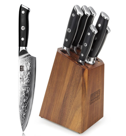 SHAN ZU 7 In Damascus Chef Knife, Japanese Santoku Chef's Knife