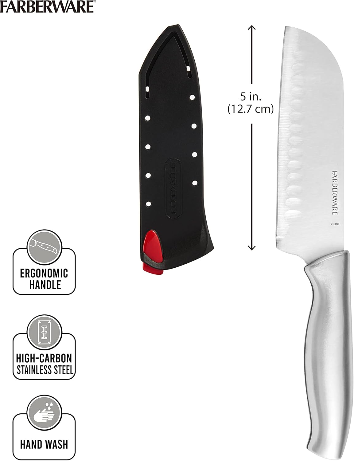 Farberware Edgekeeper Self-Sharpening Santoku Knife, 5-Inch, Stainless