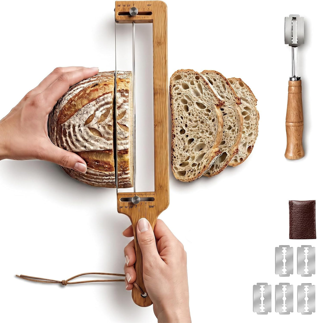Bread Slicer Adjustable Bread Knife with Lame for Sourdough Homemade Loaf