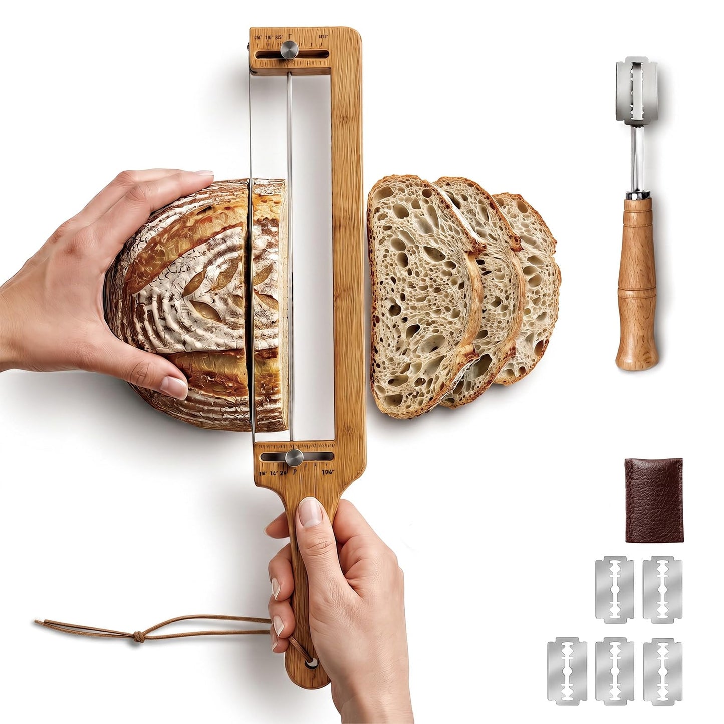 Bread Slicer Adjustable Bread Knife with Lame for Sourdough Homemade Loaf
