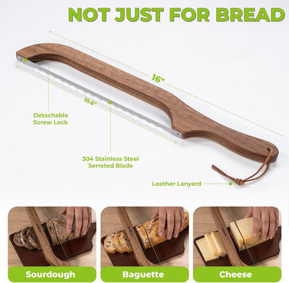 RAPSAKEMOH Sourdough bread knife,Bread Slicer for Homemade,Even Slicing