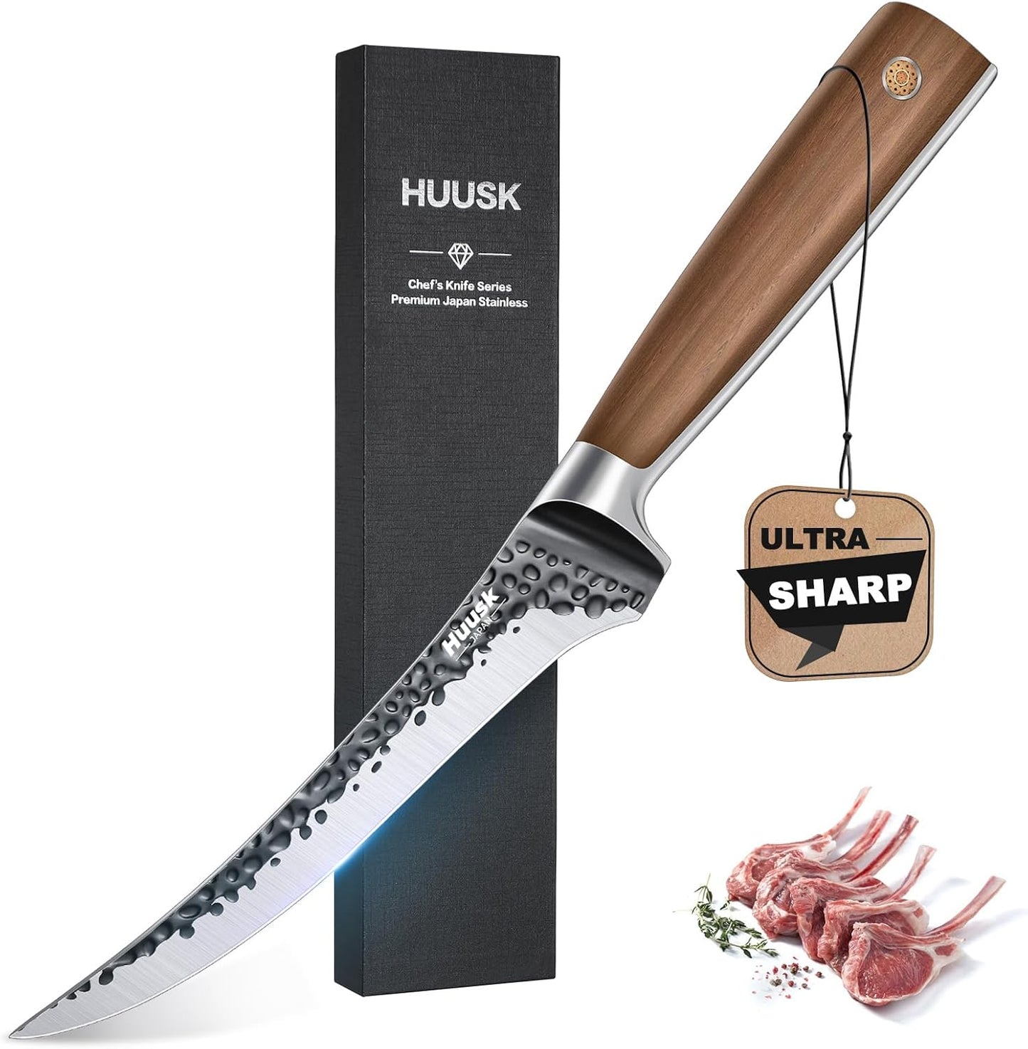 Huusk Boning Knife - Japan High Carbon Steel Fillet Knife for Meat 6"