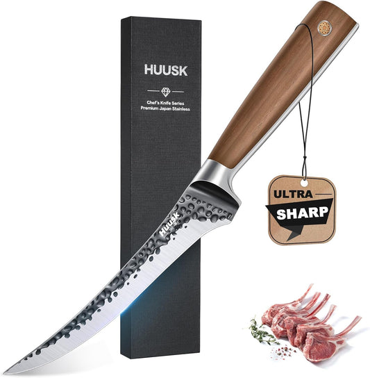 Huusk Boning Knife - Japan High Carbon Steel Fillet Knife for Meat 6"