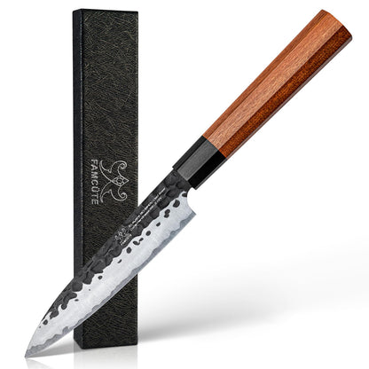 FAMCÜTE 7" Santoku Knife, Hand Forged Sharp Chopping Knife for Easy Cutting