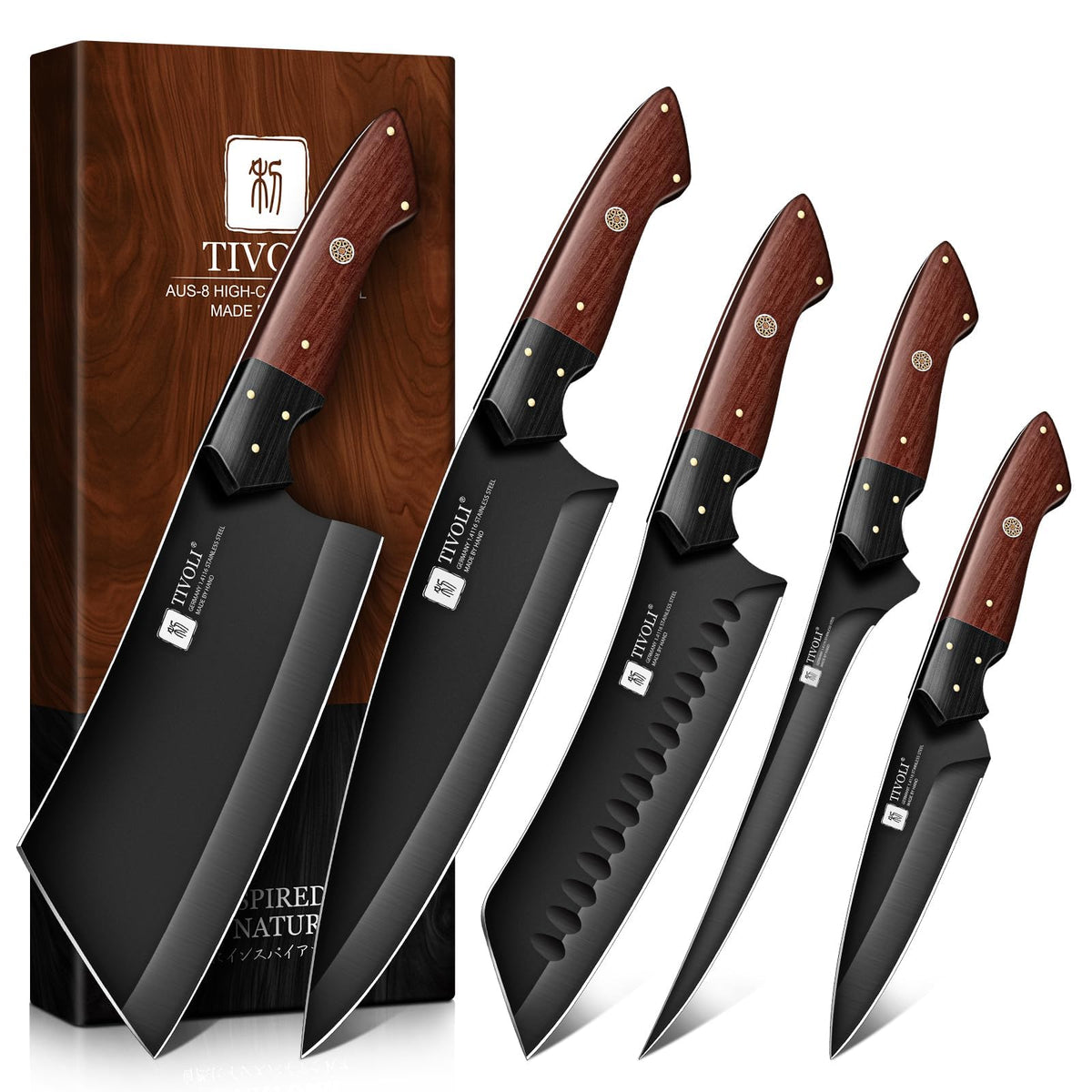 TIVOLI Santoku Knife 7 Inch - Japanese Chef Knife for Fish - Bunka Knives