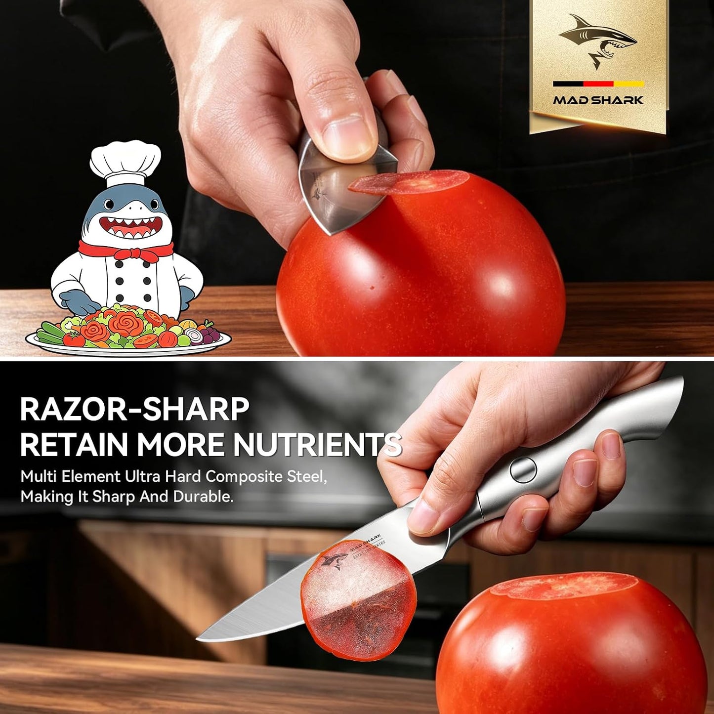 MAD SHARK Paring Knife 3.5 inch Ultra Sharp German Stainless Steel