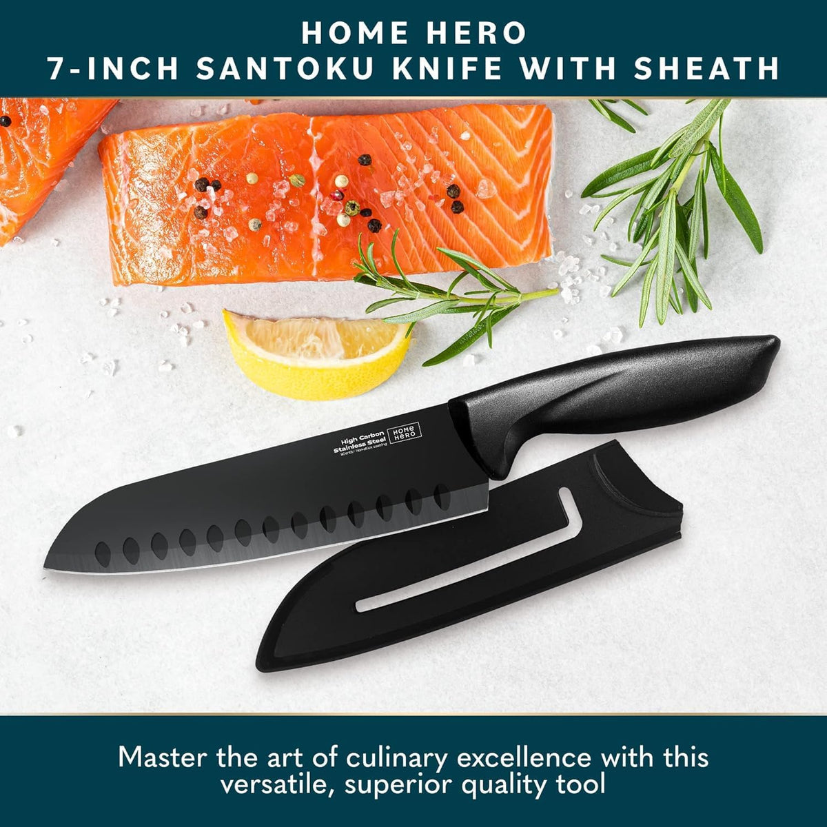 Home Hero Santoku Knife with Sheath - High Carbon Stainless Steel Knife