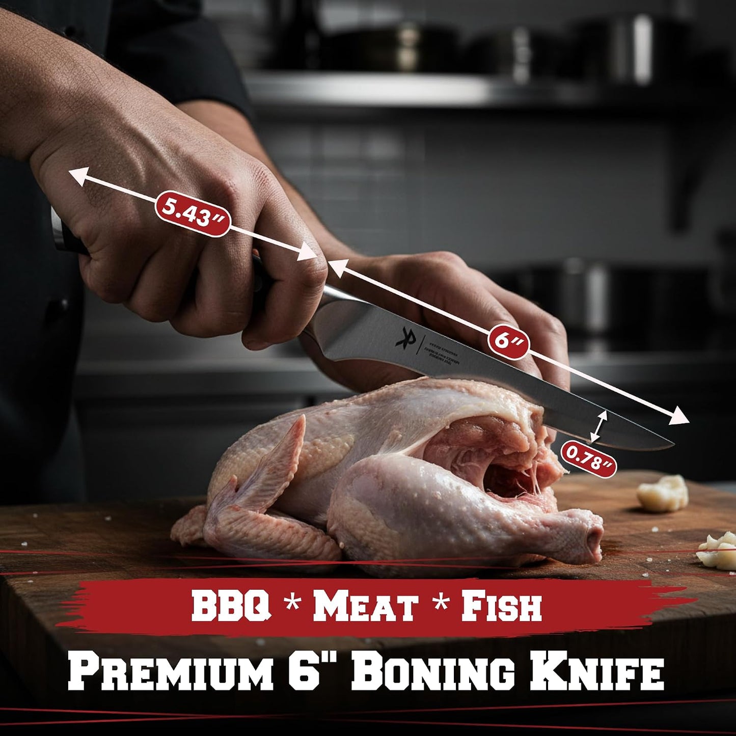 Kitchen perfection 6” Boning Knife for Meat Cutting, Fillet & Deboning