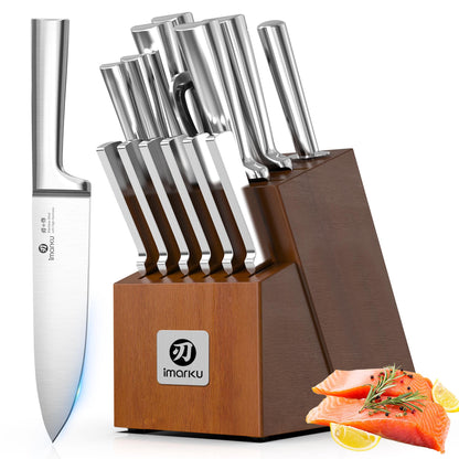 imarku Japanese Santoku Knife 7 Inch, 10Cr15CoMoV 3-Layer Stainless Steel