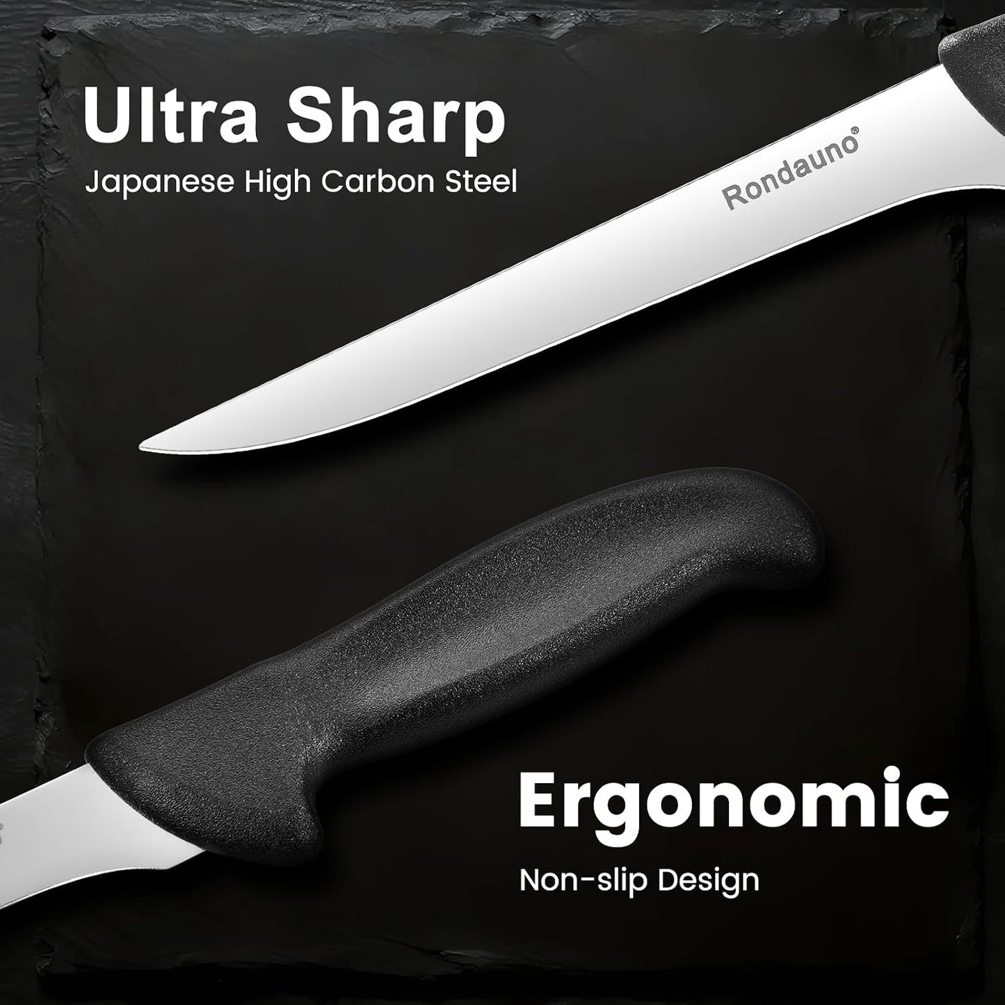 Rondauno Boning Knife, Deboning Knife 6 in Razor Sharp Blade Cutting Meat
