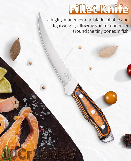 Naitesen Professional Boning Knife and Fillet Knife Set 2 with Gift Box
