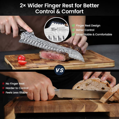 SYOKAMI 2026 New Upgraded Offset Bread Knife for Homemade Bread, 10.5 Inch