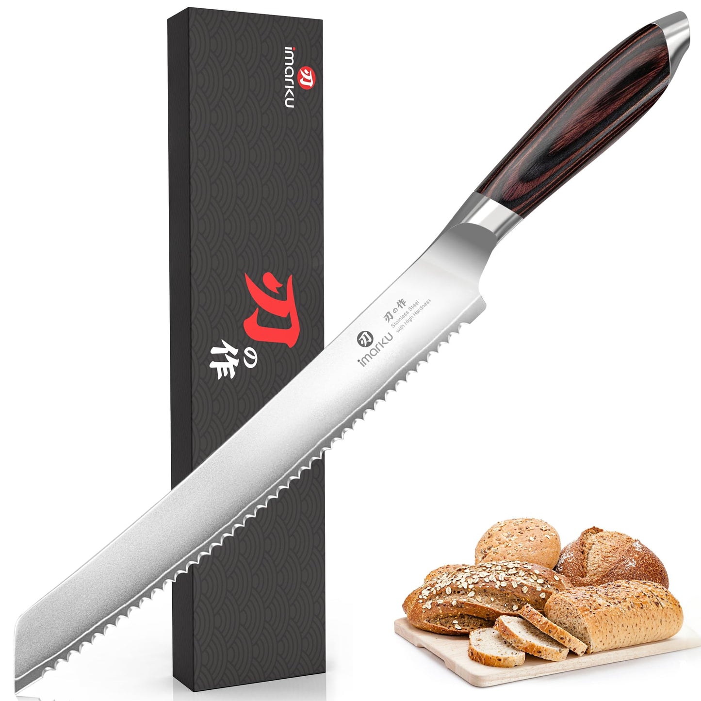 imarku Bread Knife,10 In German Professional Homemade Bread Slicing Knife