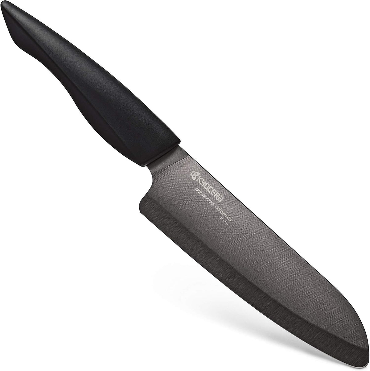 Kyocera Innovation Series Ceramic 6" Chef's Santoku Knife with Soft Touch Ergonomic Handle, Black Blade, Black Handle