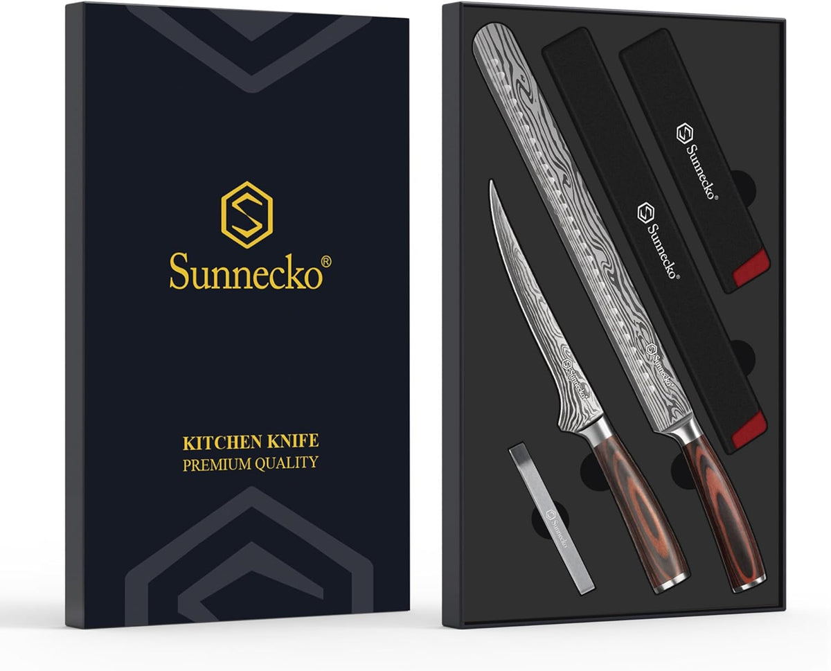 Sunnecko BBQ Carving Knife Set,Slicing and Boning Knife for Meat Cutting
