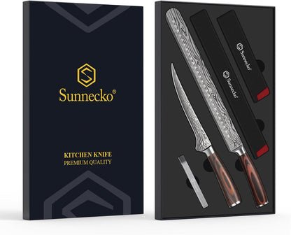 Sunnecko BBQ Carving Knife Set,Slicing and Boning Knife for Meat Cutting