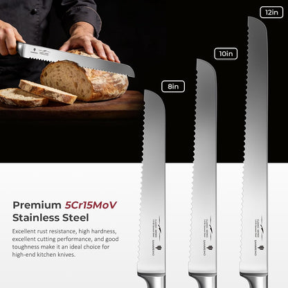 10-Inch Serrated Bread & Sourdough Knife with Wood Handle