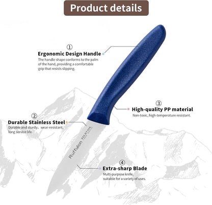 Serrated Paring Knife,Stainless Steel,6 Piece Fruit Knife,Colorful