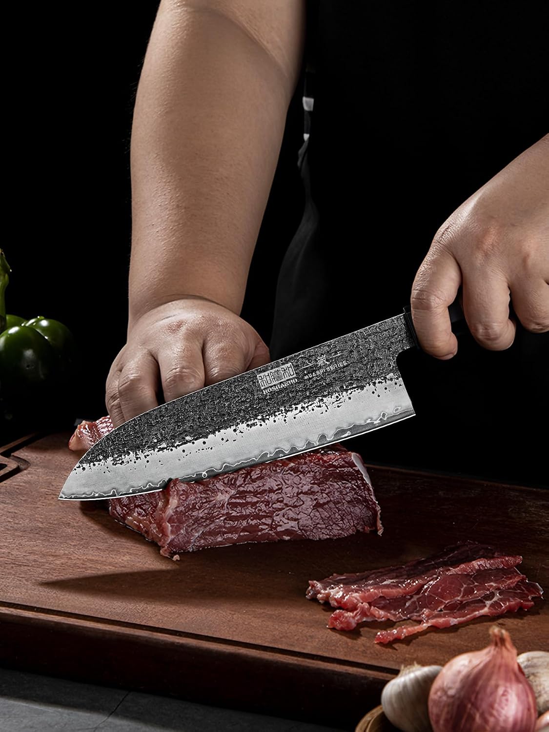 HOSHANHO Santoku Knife 7 Inch, Japanese Hand Forged Chef Knife for Kitchen