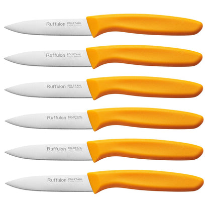 Paring & Fruit Knives Set of 6, Stainless Steel Sharp Blades, Multicolor.