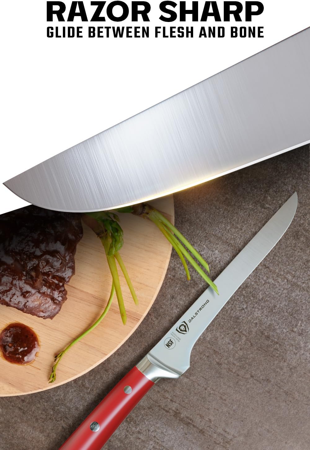 Dalstrong Boning Knife - 6 inch - Gladiator Series - High Carbon German Steel - Crimson Red ABS Handle - Meat Carving, Trimming, Deboning - w/Sheath - NSF Certified