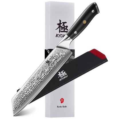KYOKU Santoku Knife - 7" - Shogun Series - Japanese VG10 Steel Core Forged Damascus Blade - with Sheath & Case