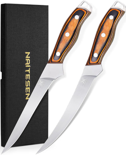 Naitesen Professional Boning Knife and Fillet Knife Set 2 with Gift Box