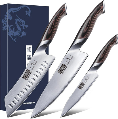HOSHANHO 3 Pieces Knife Set, Professional Japanese Kitchen Knife Set