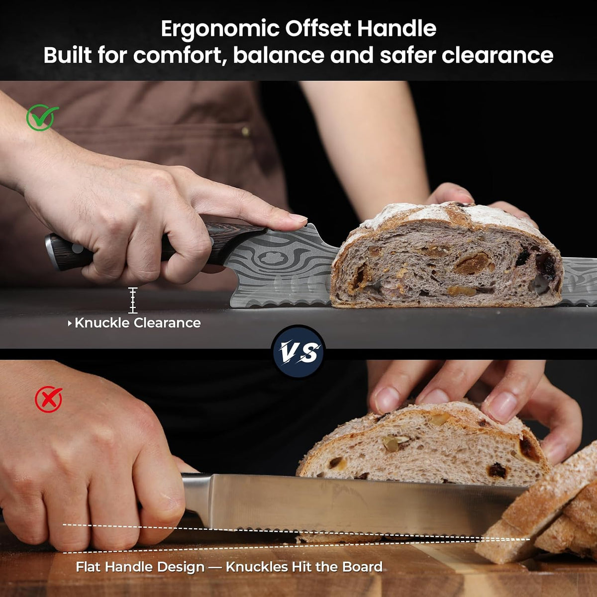 SYOKAMI 2026 New Upgraded Offset Bread Knife for Homemade Bread, 10.5 Inch