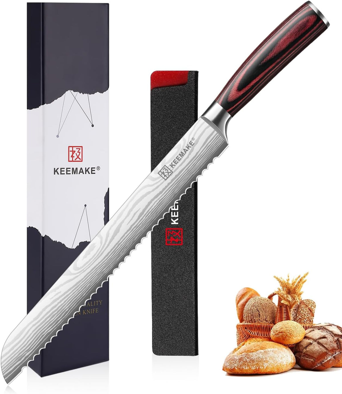 KEEMAKE 10 Inch Bread Knife for Homemade Bread, Serrated Sourdough Knife