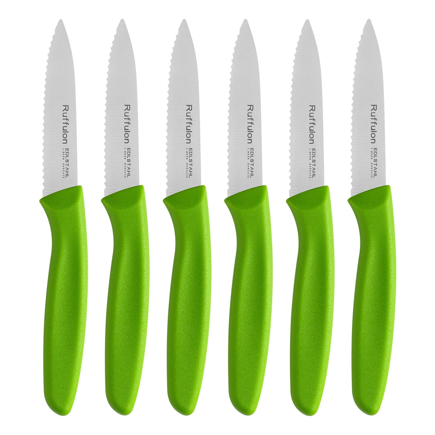 Serrated Paring Knife,Stainless Steel,6 Piece Fruit Knife,Colorful