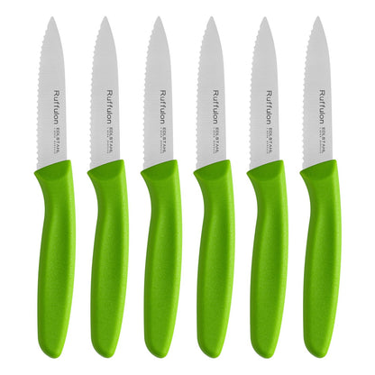 Serrated Paring Knife,Stainless Steel,6 Piece Fruit Knife,Colorful