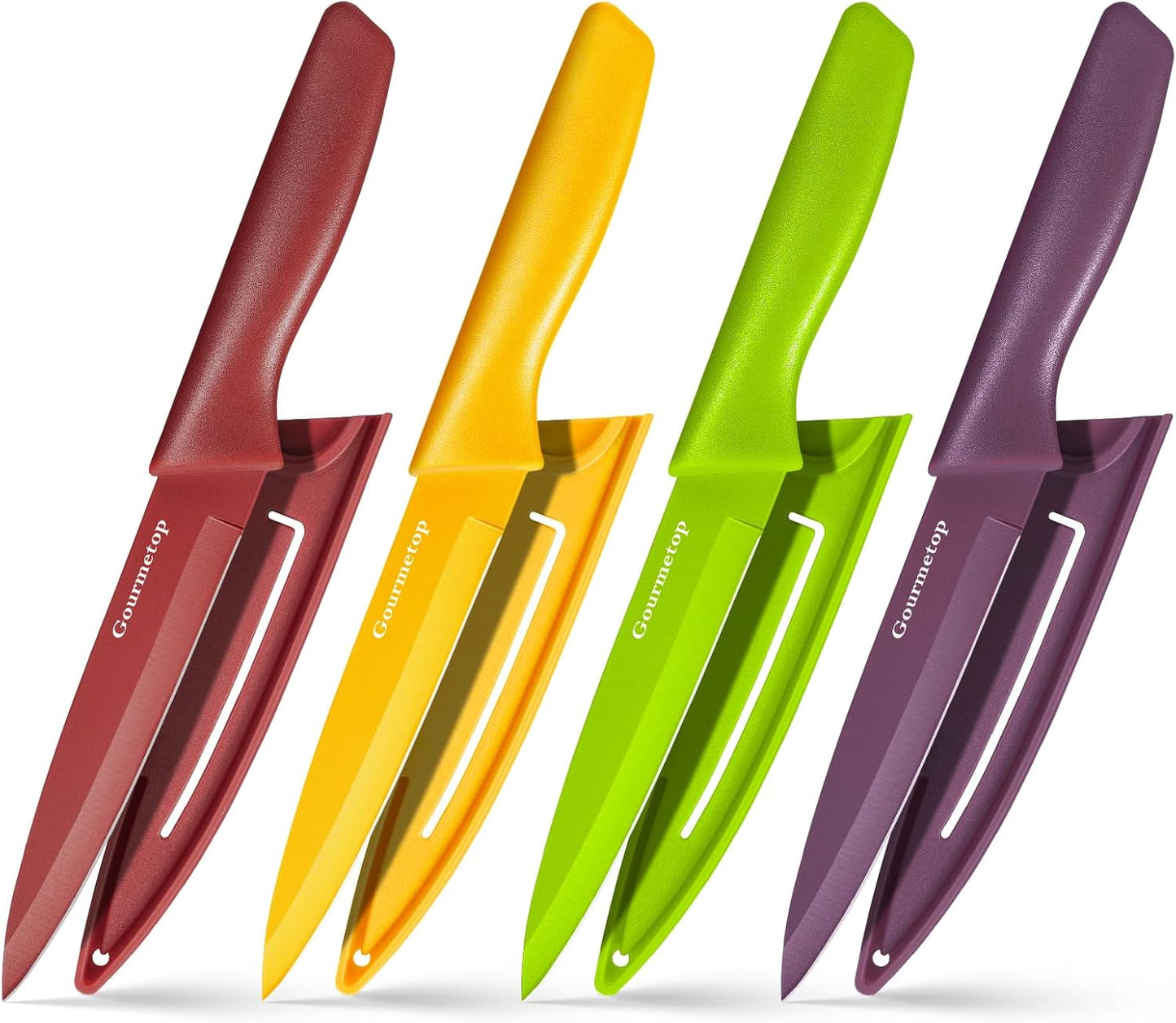 Gourmetop Paring Knife Set of 4, 3.8” Fruit Knife with Cover, German Steel