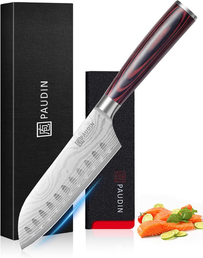 PAUDIN Santoku Knife, 5 inch Chef Knife, Ultra Sharp Kitchen Knife