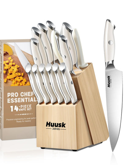 Huusk Paring Knife Ultra Sharp - 3.5" Small Kitchen Knife, Ivory White Grip