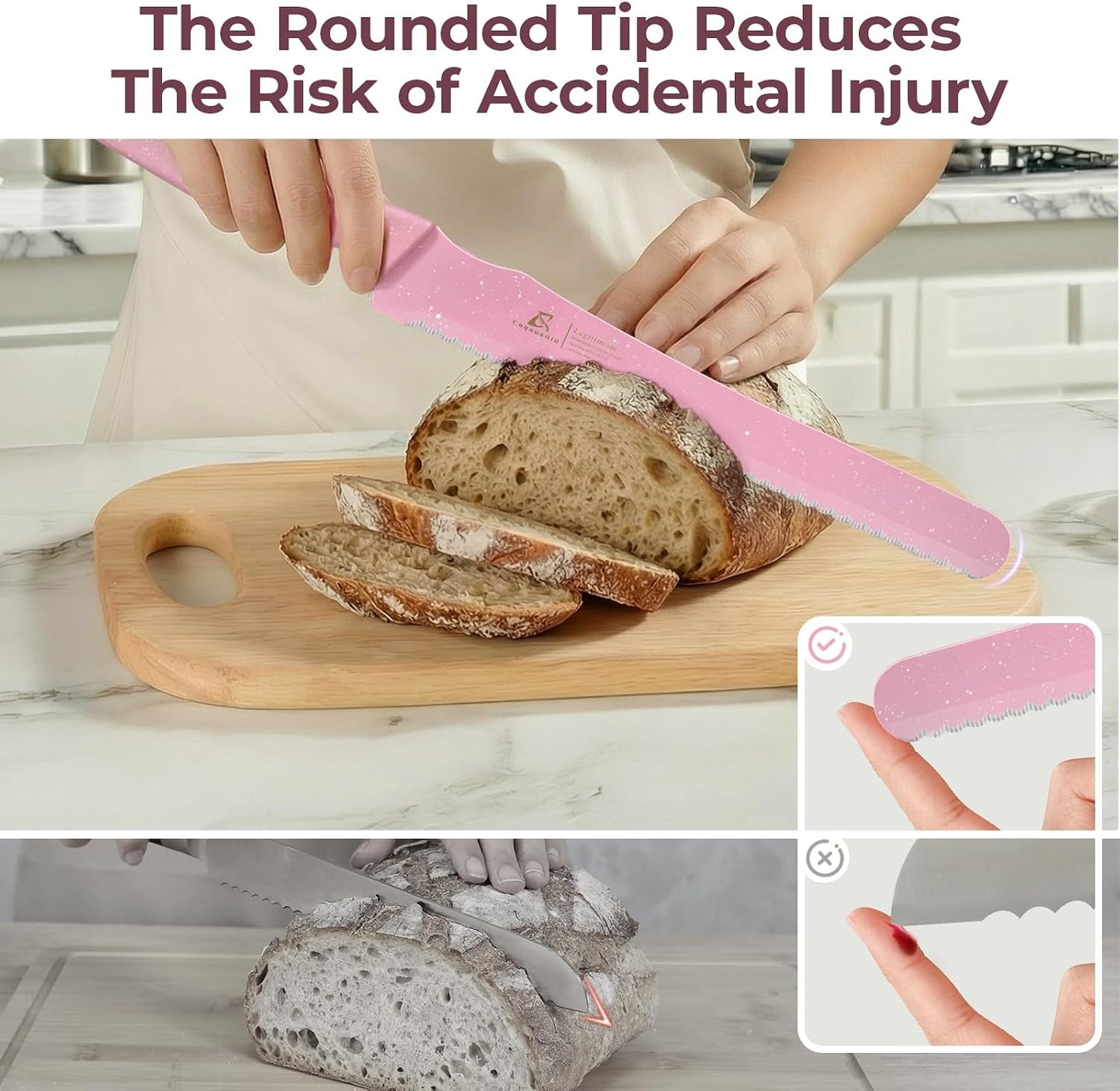 CoquusAid Bread Knife for Homemade Bread, World's 1st Double Serrated Knife