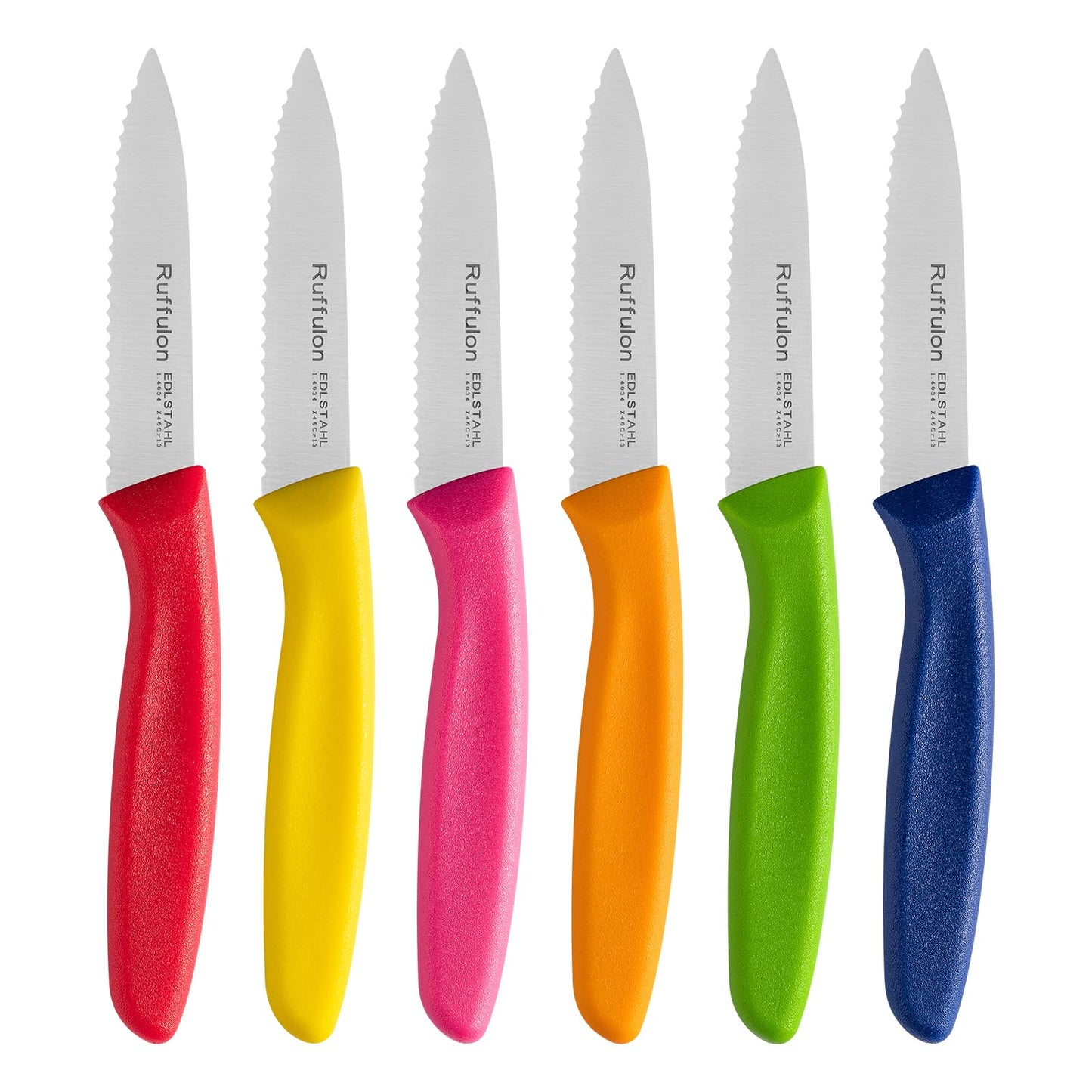 Serrated Paring Knife,Stainless Steel,6 Piece Fruit Knife,Colorful