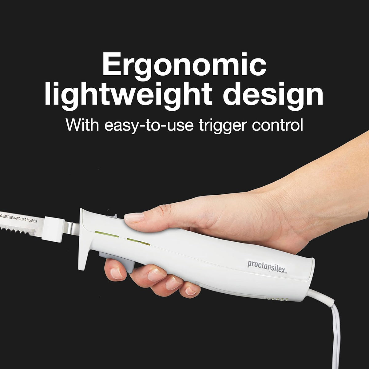 Proctor Silex Easy Slice Electric Knife With Serrated Stainless Steel Blade