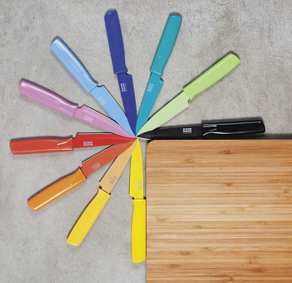Kuhn Rikon Colori® Paring Knife – 4 Inch Japanese Stainless Steel, Nonstick Blade, Ergonomic Handle & Sheath, Rainbow