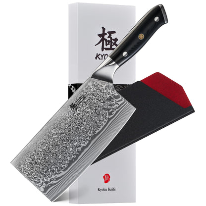 KYOKU Santoku Knife - 7" - Shogun Series - Japanese VG10 Steel Core Forged Damascus Blade - with Sheath & Case