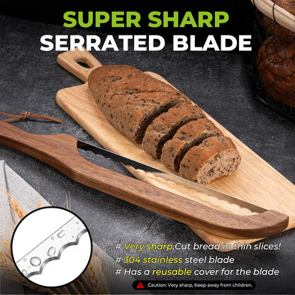 RAPSAKEMOH Sourdough bread knife,Bread Slicer for Homemade,Even Slicing