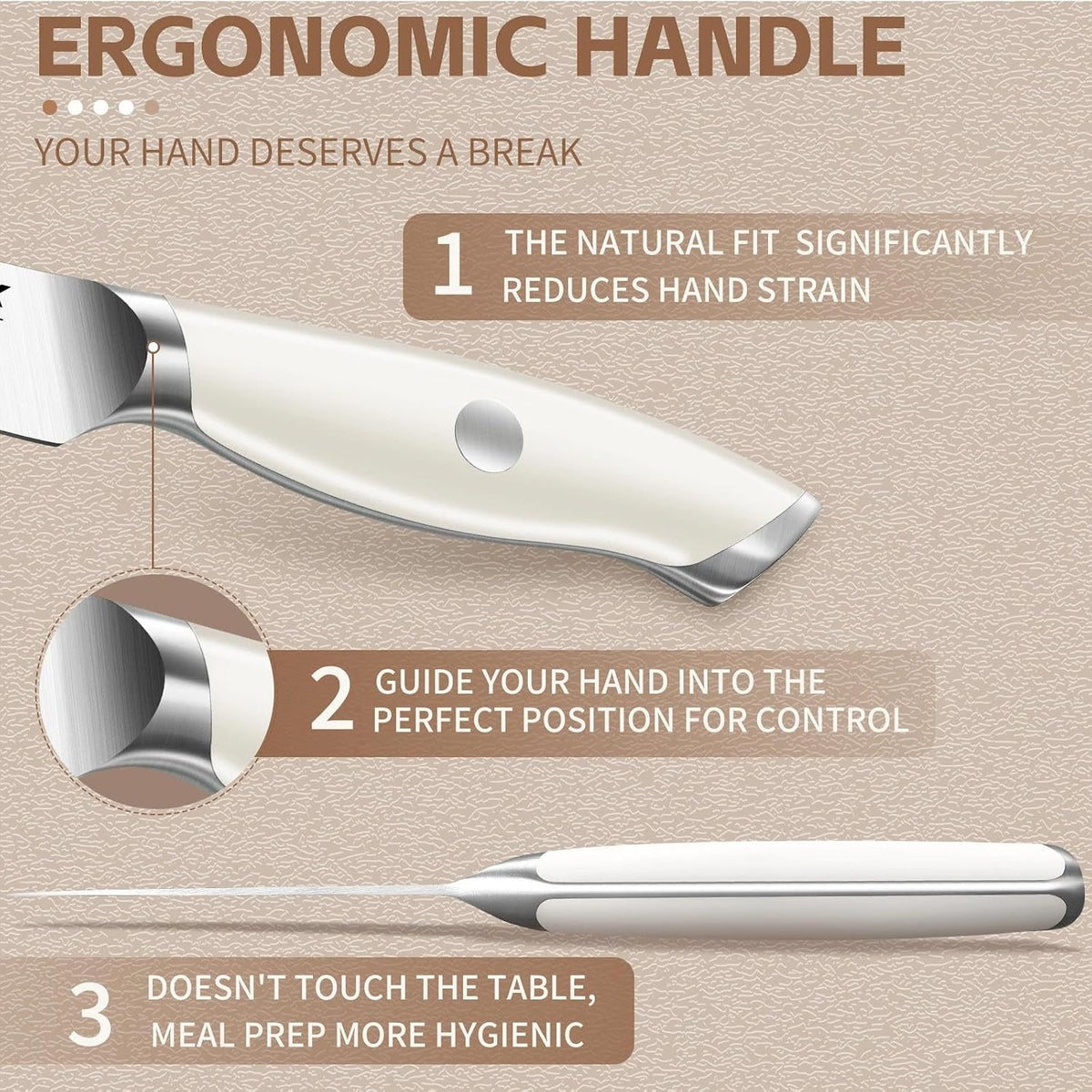 Huusk Paring Knife Ultra Sharp - 3.5" Small Kitchen Knife, Ivory White Grip