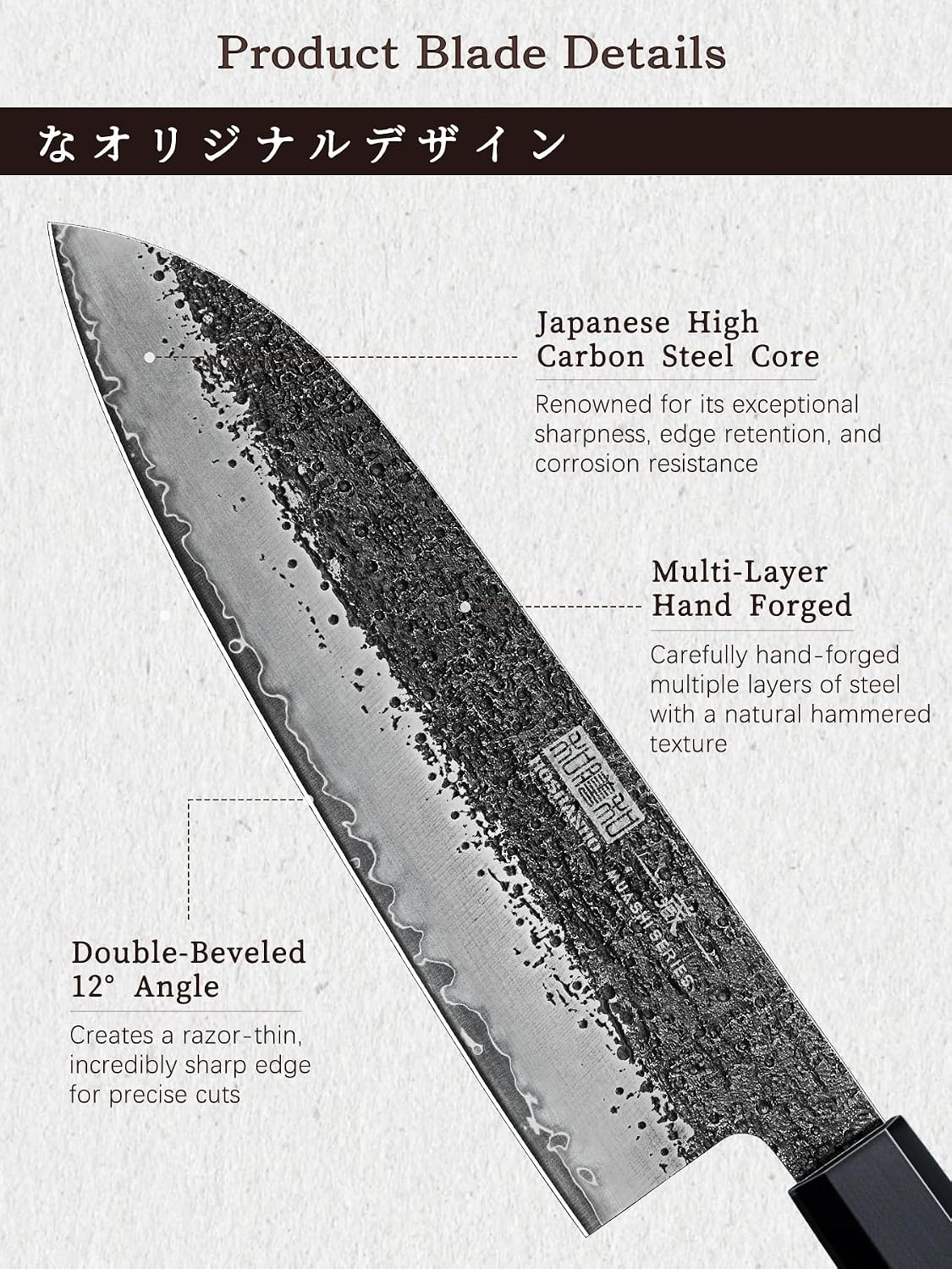 HOSHANHO Santoku Knife 7 Inch, Japanese Hand Forged Chef Knife for Kitchen