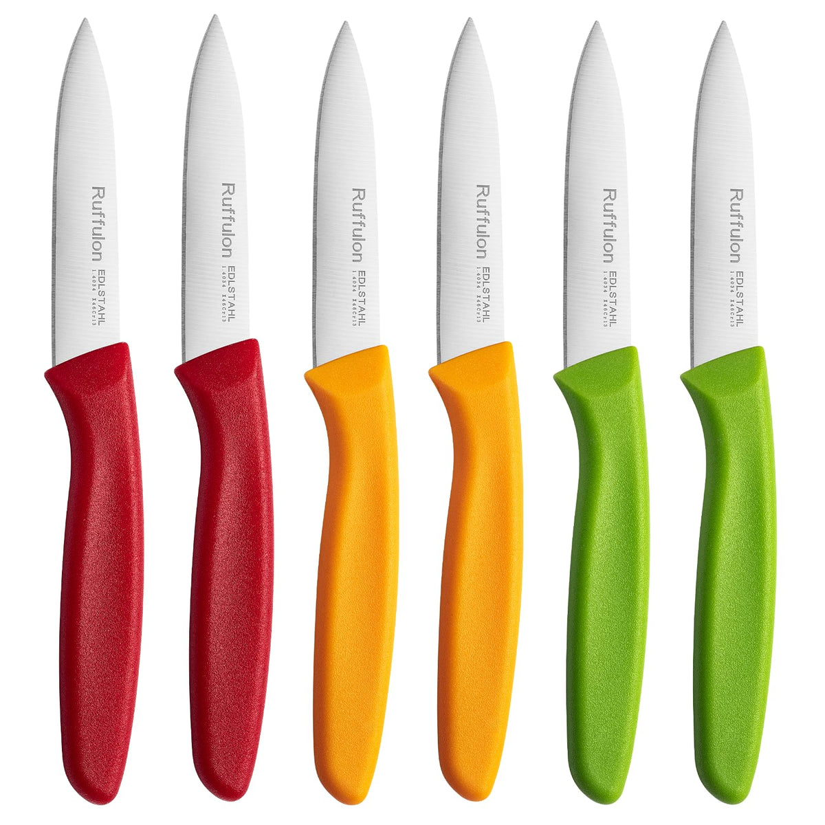 Paring & Fruit Knives Set of 6, Stainless Steel Sharp Blades, Multicolor.