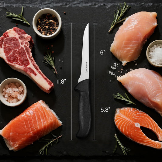 Rondauno Boning Knife, Deboning Knife 6 in Razor Sharp Blade Cutting Meat